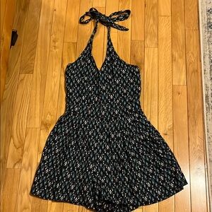 Hollister Black and White Patterned Halter Romper